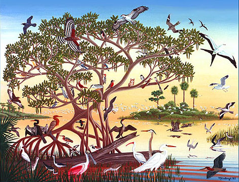 Artwork image of birds in Florida Bay